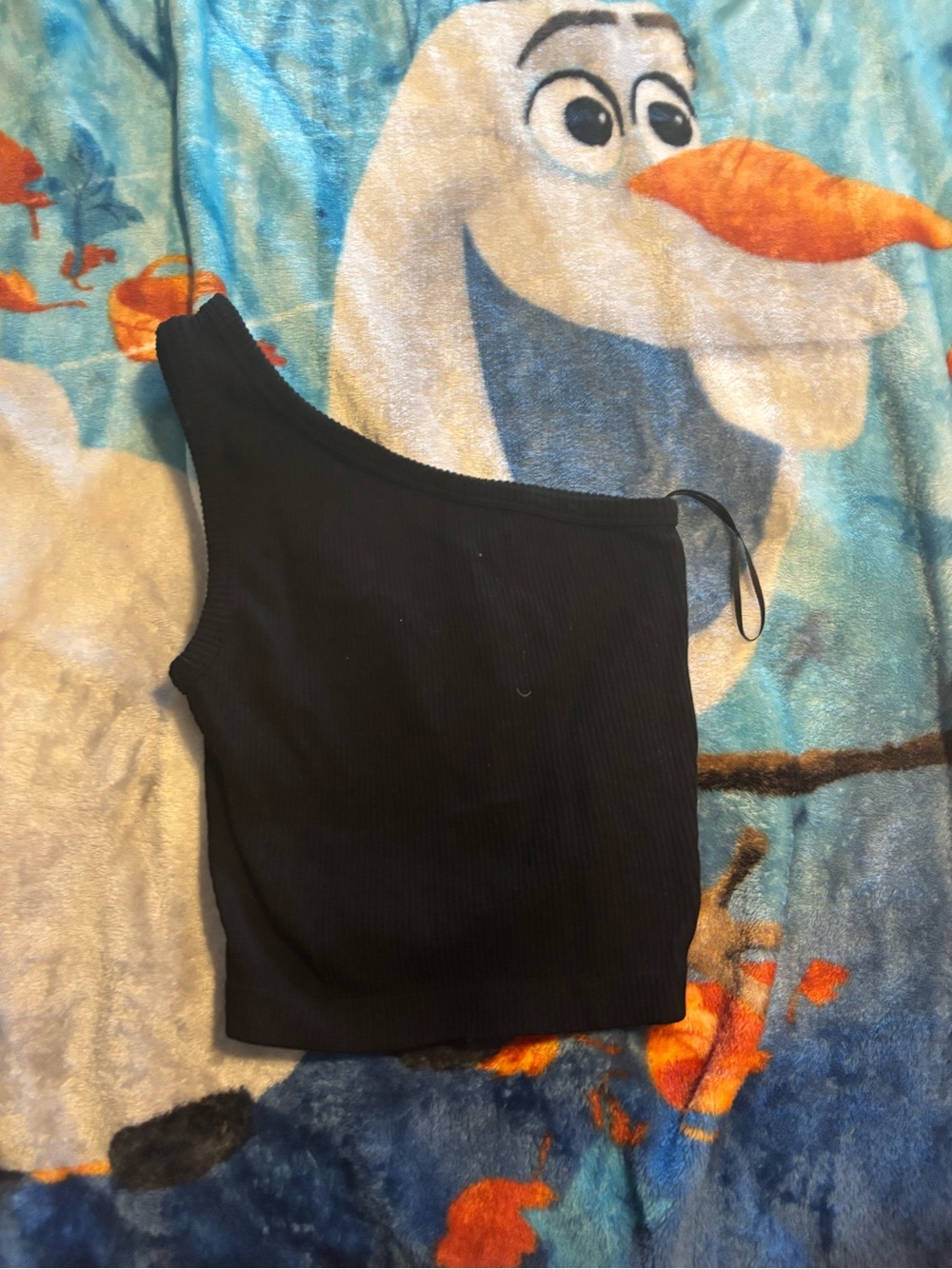 Ambiance Black One-Shoulder Ribbed Tank